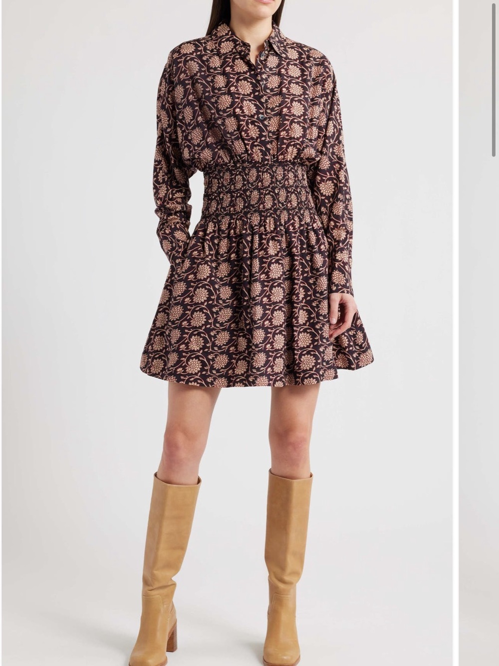 Madewell Shirred Floral Mini Shirtdress
